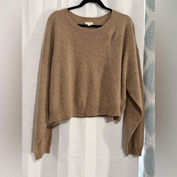 Anthropology Pilcro Woman’s Brown Cropped Crewneck 100% Cashmere Sweater.Size XL - Picture 2 of 5